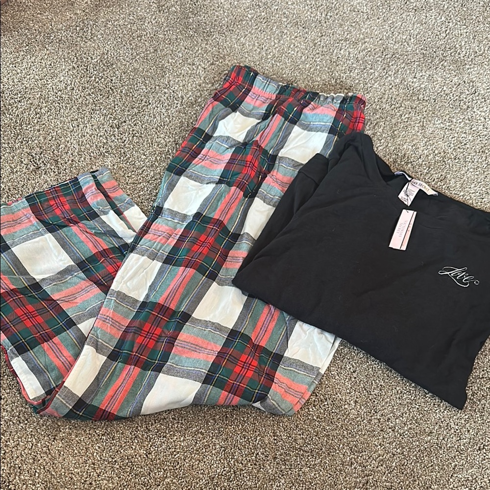Victoria's Secret Plaid Pajama Set - Black and Red